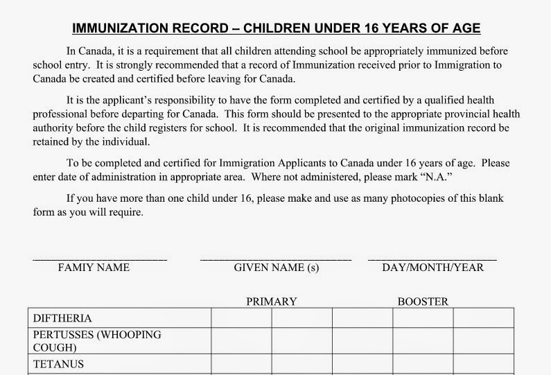 How can you get an immunization record form?